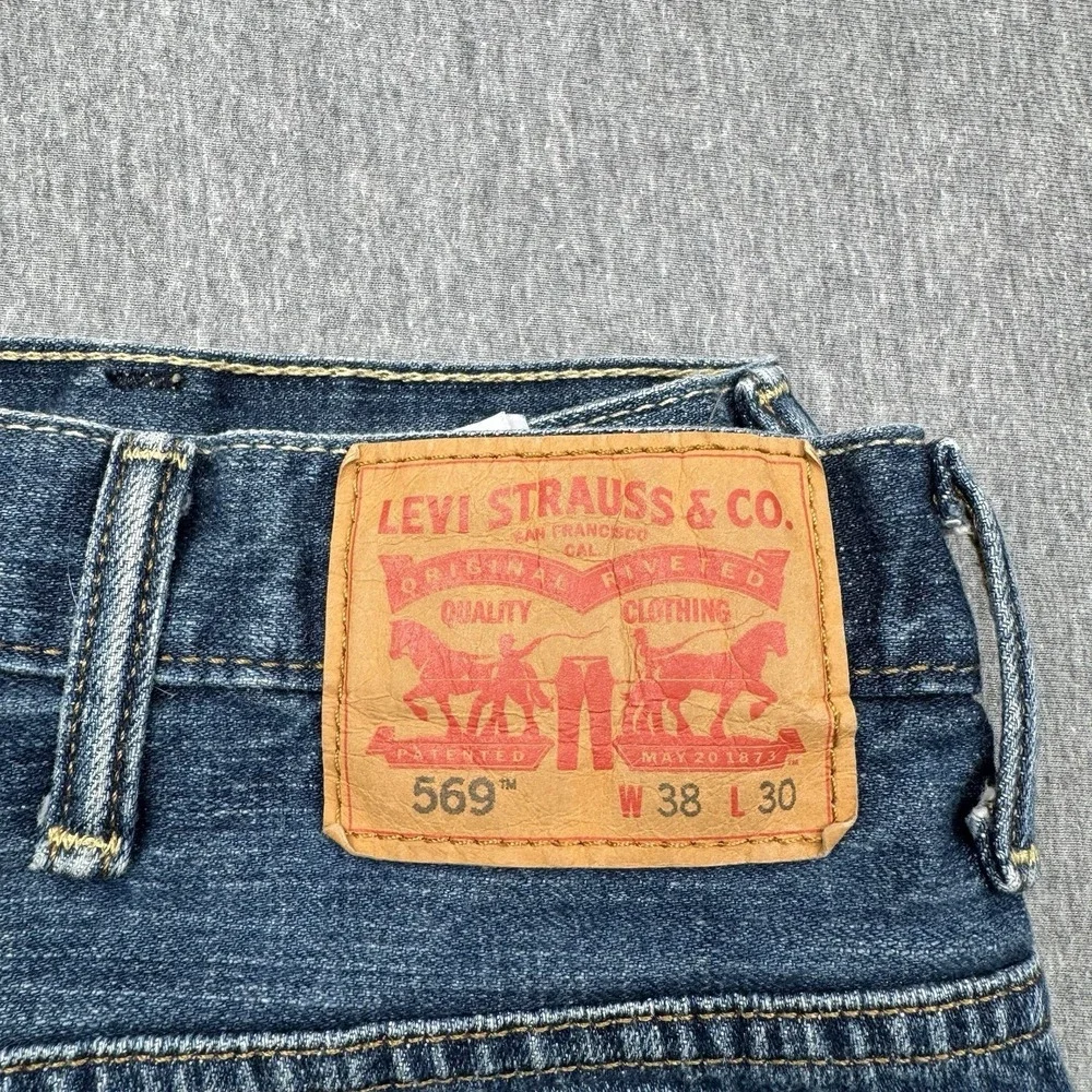 Levis Jeans Mens Sz 38x30 569 Loose Fit Straight Leg Denim Pants Baggy Whiskered